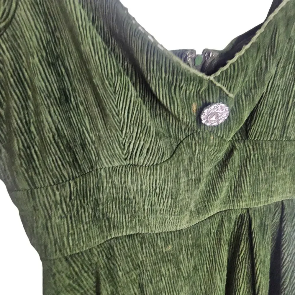 Unique Vintage Womens Velvet Swing Dress Size M Lamar Retro Midi Pleated Pockets